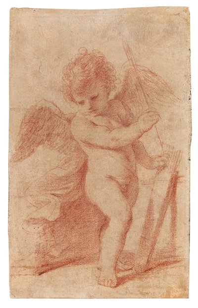 Amor odkládá šíp do toulce. od Guercino