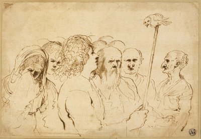 Skupina figurek se sovou na tyči od Guercino