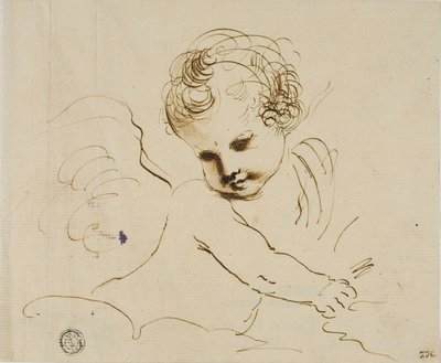 Putto v oblacích od Guercino