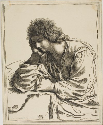 Svatý Jan Evangelista v meditaci od Guercino