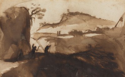 Pastýři nahlížející do propasti od Guercino