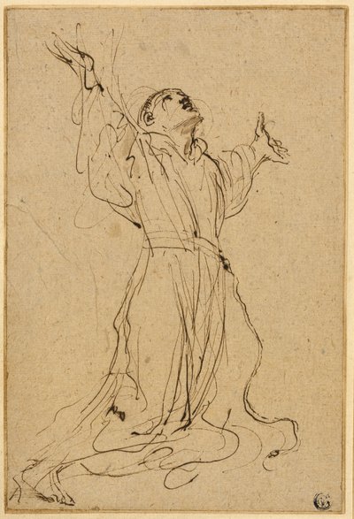 Studie pro svatého Františka přijímající stigmata od Guercino