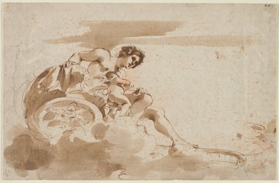 Venuše a Amor ve voze od Guercino