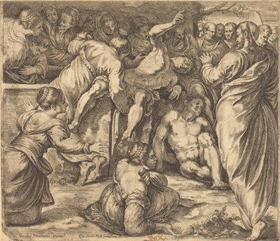 Vzkříšení Lazara od Guglielmo Cortese after Tintoretto