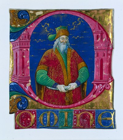 Iniciála D[omine] ze sborové knihy: King Solomon, c. 1470-1480. od Guglielmo Giraldi del Magri [or del