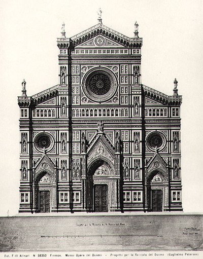 Design pro fasádu Santa Maria del Fiore nebo Duomo ve Florencii od Guglielmo Petersen