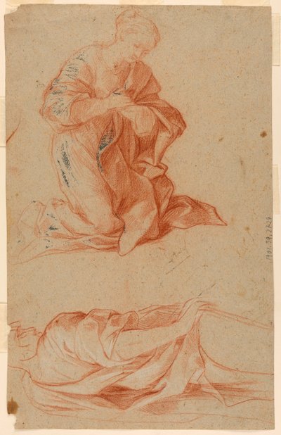 Kresba, Studie Panny Marie a stojícího muže, asi 1660 od Gugliemo Cortese