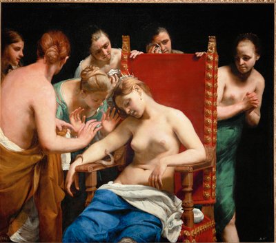 Kleopatřina sebevražda (malba na plátně) od Guido Cagnacci