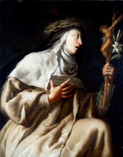Svatá Tereza z Avily před křížem, c1621-1663 od Guido Cagnacci