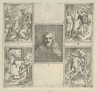 Pět číslovaných scén, každá po malíři v Accademia Degli Incamminati, z IL FUME..., 1603. od Guido Reni