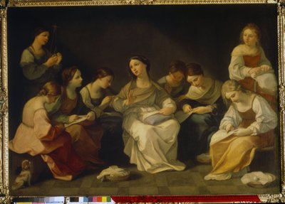 Vzdělání Panny. (The Education of the Virgin). Obraz Guido Reni (1575-1642), olej na plátně od Guido Reni