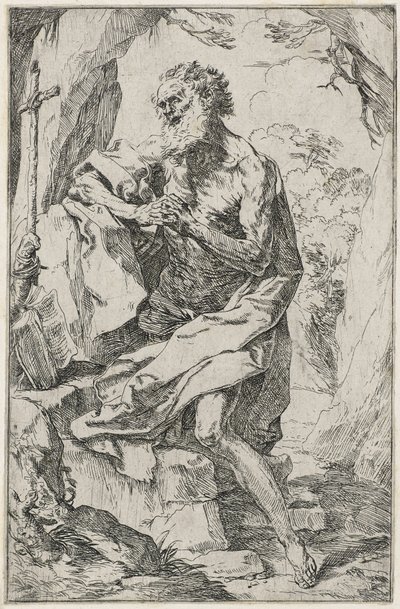 Svatý Jeroným (lept na položený papír) od Guido Reni