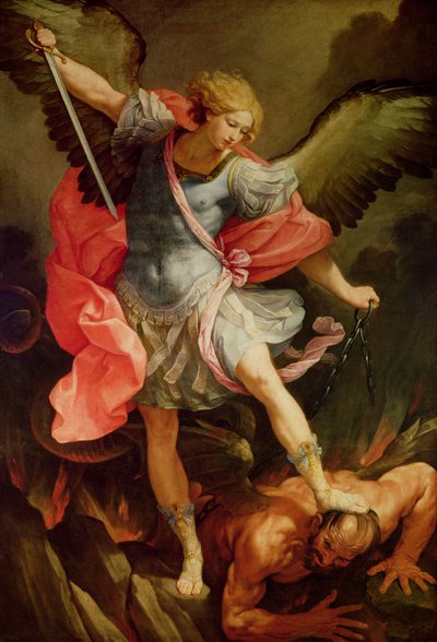 Archanděl Michael porazil Satana (olej na plátně) od Guido Reni