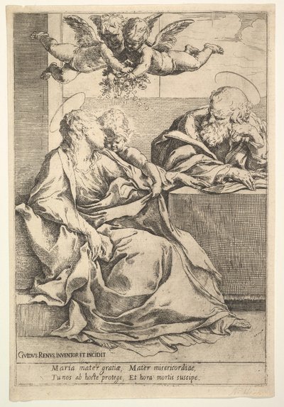 Svatá rodina se dvěma anděly. od Guido Reni