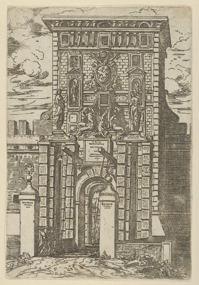 Porta Galliera, vstupní brána do Boloně a padací most s dočasnými dekoracemi..., 1598. od Guido Reni