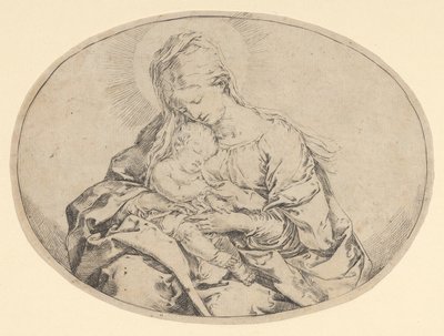 Panna drží malého Krista, oválná kompozice, ca. 1600-1640. od Guido Reni