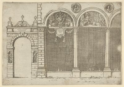 Arkáda paláce boloňského arcibiskupa s dočasnou výzdobou pro e..., 1598. od Guido Reni