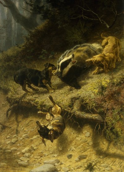 Jezevčíci na jezevci, 1882 od Guido von Maffei