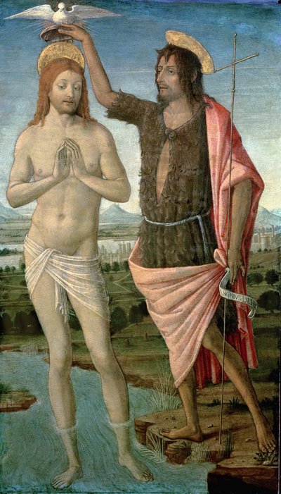 Křest Krista, 1486 (tempera na panelu) od Guidoccio di Giovanno Cozzarelli