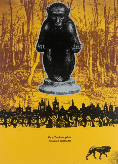 Na cestě kolem,Tak pravil Zarathustra, 2025 (dřevoryt a sítotisk) od Guilherme Pontes