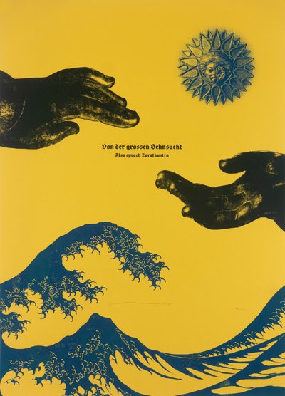 O velké touze,Tak pravil Zarathustra, 2025 (dřevoryt a sítotisk) od Guilherme Pontes