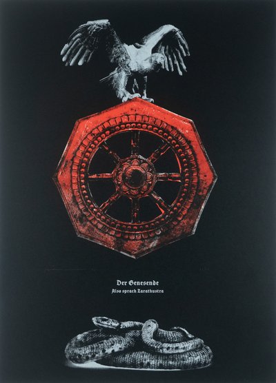 Rekonvalescent,Tak pravil Zarathustra, 2025 (dřevoryt a sítotisk) od Guilherme Pontes