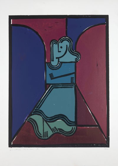Žena pod oblouky, 2019 (linoryt) od Guilherme Pontes