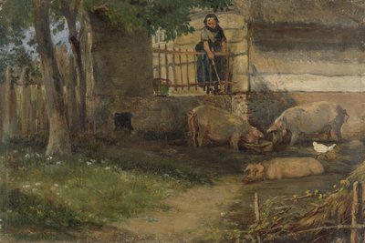 Prasata ve chlévě od Guillaume Anne van der Brugghen