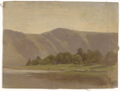 Řeka na úpatí hory od Guillaume Anne van der Brugghen