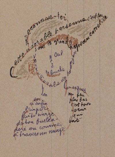 Kaligram "Reconnais-toi" pro Coco Chanel, asi 1918 od Guillaume Apollinaire