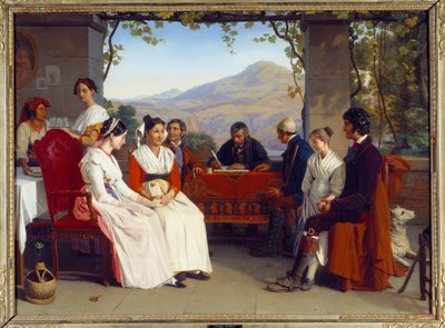 Italská společnost: „“ Svatební smlouva v Itálii v roce 1831““ Obraz Guillauma Bodiniera (1795-1872) 1831 Sun. 10x1,38m od Guillaume Bodinier