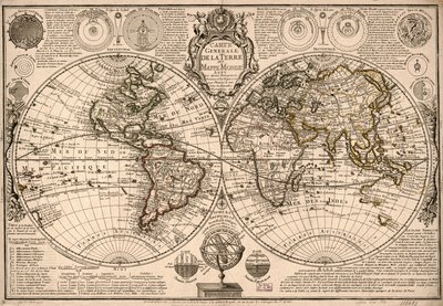 Carte generale de la terre - ou mappe monde auec les quatre principau  sistemes  les figures des sept planetes le touton les nouvelles obseruations. LOC 2017585685 od Guillaume Danet