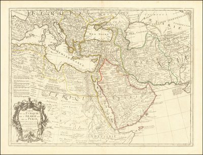 1701 mapa - Mapa Turecka, Arábie a Persie od Guillaume Delisle