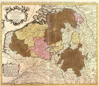 Mapa katolického Nizozemska (Belgie a Lucembursko) (lept od Guillaume Delisle