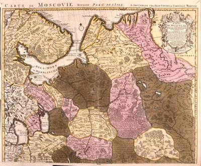 Mapa Velkého moskevského knížectví (Rusko) (lept od Guillaume Delisle