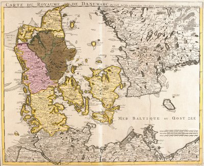 Mapa Dánského království (lept od Guillaume Delisle