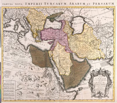 Mapa Středního východu: Turecká říše, Persie a Arabský poloostrov (lept od Guillaume Delisle