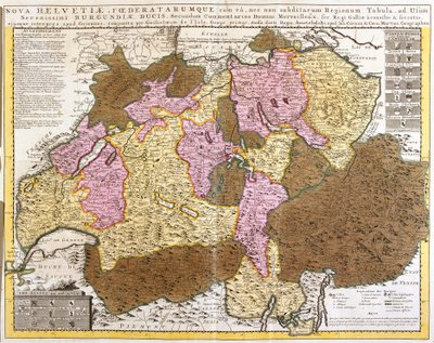 Mapa švýcarské federace (lept od Guillaume Delisle