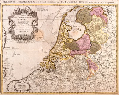 Mapa Spojených provincií Nizozemska (lept od Guillaume Delisle