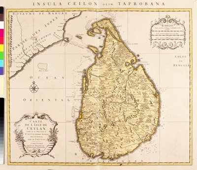 Mapa ostrova Cejlon (Srí Lanka) (lept) od Guillaume Delisle
