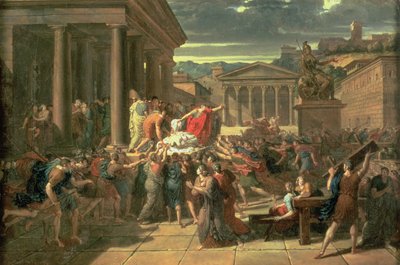 Smrt Caesara (100-44 př.nl) (olej na papíře) od Guillaume Guillon Lethière