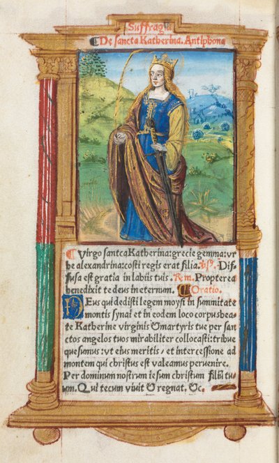 Tištěná kniha hodin (římské užití): fol. 109v, sv. Kateřina od Guillaume Le Rouge