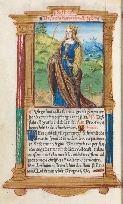 Tištěná kniha hodin (římské užití): fol. 109v, sv. Kateřina od Guillaume Le Rouge