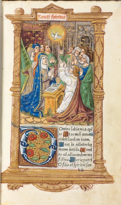 Tištěná kniha hodin (římské užití): fol. 58r, Letnice od Guillaume Le Rouge