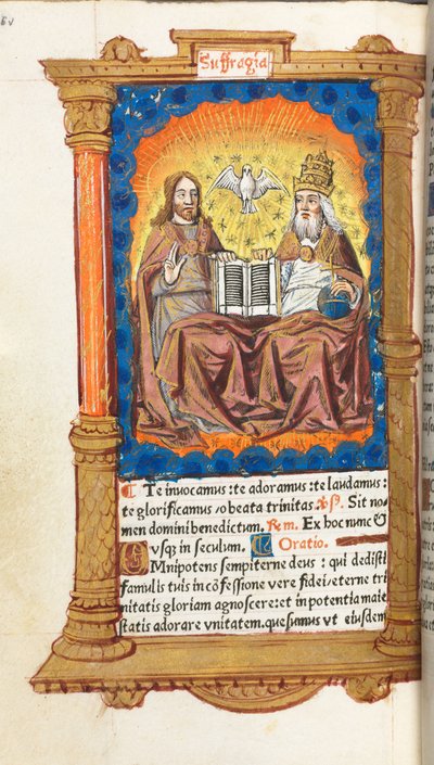 Tištěná kniha hodin (římské užití): fol. 94v, Trojice od Guillaume Le Rouge