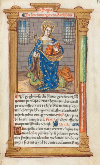 Tištěná kniha hodin Použití Říma: fol. 110r, Svatá Markéta, 1510. od Guillaume Le Rouge
