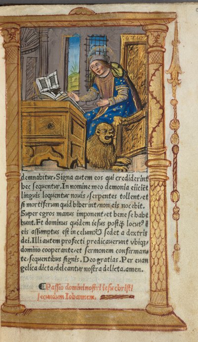 Tištěná kniha hodin Použití Říma: fol. 20r, Svatý Marek, 1510. od Guillaume Le Rouge