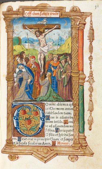 Tištěná kniha hodin Použití Říma: fol. 55r, Ukřižování, 1510. od Guillaume Le Rouge