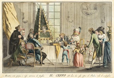 Il Ceppo "z her, večeří a výročních večírků, které se konají v kostýmech v Toskánsku a zejména ve Florencii, pub. 1790 od Guiseppe Piatolli