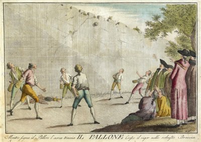 Il Pallone z her, večeří a výročních večírků, které se konají v kostýmech v Toskánsku a zejména ve Florencii, hospoda. 1790 (ručně kolorovaná rytina) od Guiseppe Piattoli
